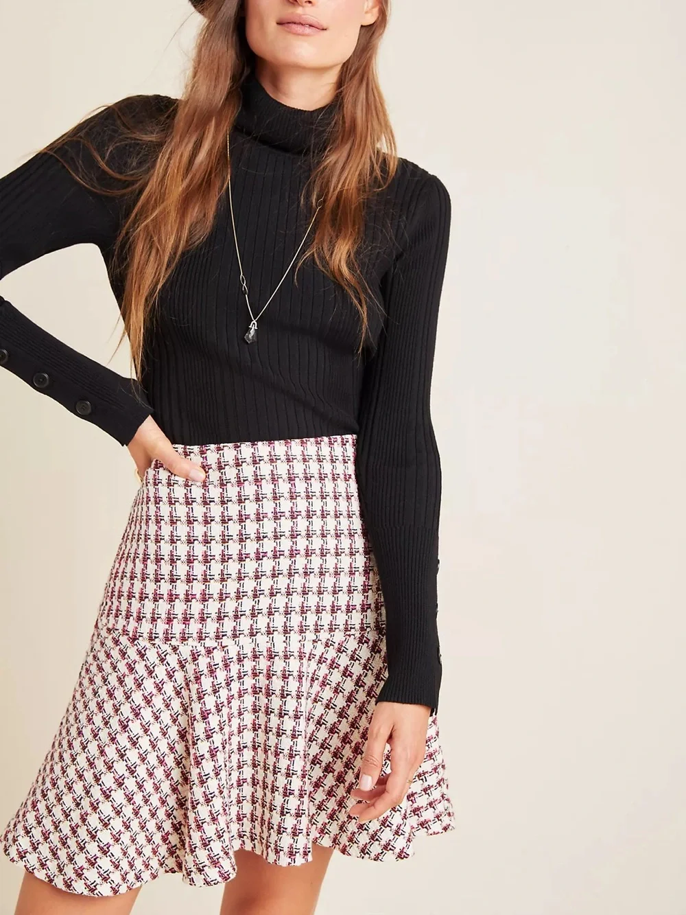 Anthropologie Maeve Bobbie Plaid Flounced Mini Skirt